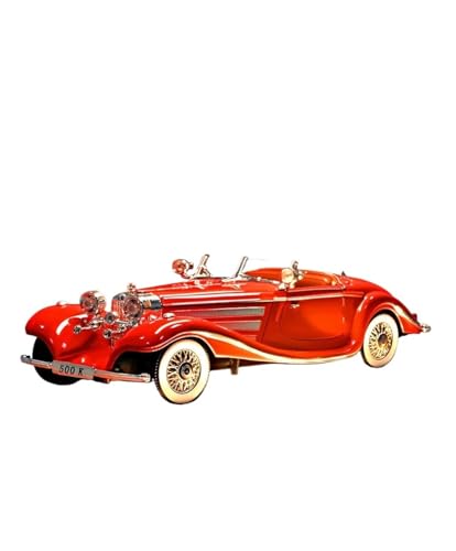 Casting Car Modell 1:24 Für Big Ben Classic 500K [Geschenkbox-Modelle Individuelle Grußkarte] Metall Retro Oldtimer-Sammlung Geschenk Spielzeugauto(Rot) von SYYANFEI