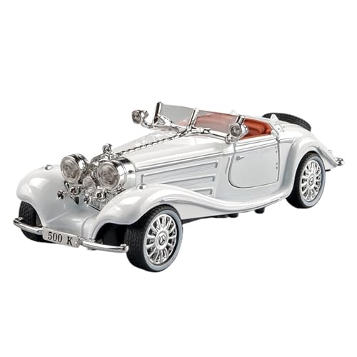Casting Car Modell 1:24 Für Big Ben Classic 500K [Geschenkbox-Modelle Individuelle Grußkarte] Metall Retro Oldtimer-Sammlung Geschenk Spielzeugauto(White) von SYYANFEI