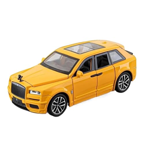 Casting Car Modell 1:32 Für Rolls Royce Cullinan SUV Alloy Luxy Automodell, Sanfte Beleuchtung, Simulierter Soundeffekt Spielzeugauto(Yellow) von SYYANFEI