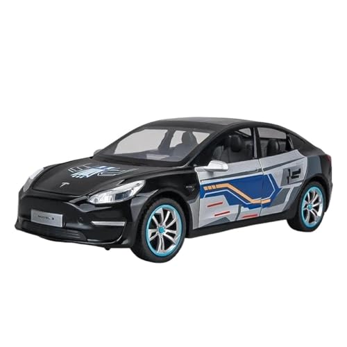 Miniatur Motorfahrzeug-Modelle Druckguss 1:24 Für Scal Tesla Modell 3 Legierung Automodell Metall Spielzeugauto Modellsimulation Ton- Und Lichtsammlung Ornamente Geschenk Spielzeugauto(Black 1) von SYYANFEI