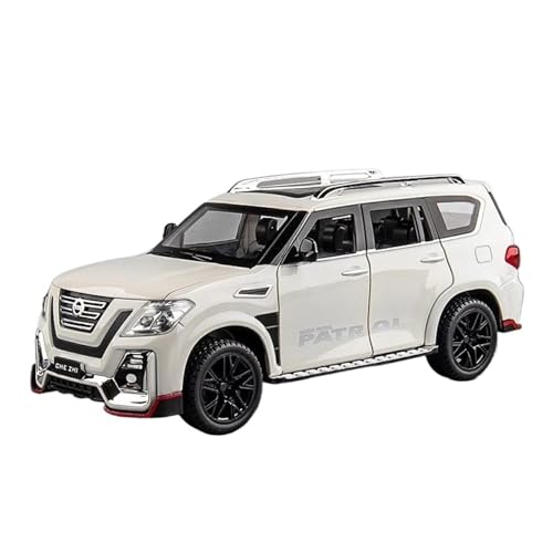 SYYANFEI Miniaturen 1:24 Für Nissan Patrol Off-Road-SUV. Gegotes Metallmodell, Stück Mit Spielzeugauto Spielfahrzeuge(White) von SYYANFEI