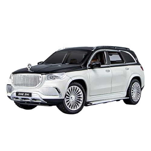 SYYANFEI Auto Modell 1:24 Mercedes Maybach GLS600 Legierung Druckguss Automodell Simulation Sound Und Licht Sammlung Jungen Jungen Mädchen Geschen(White) von SYYANFEI