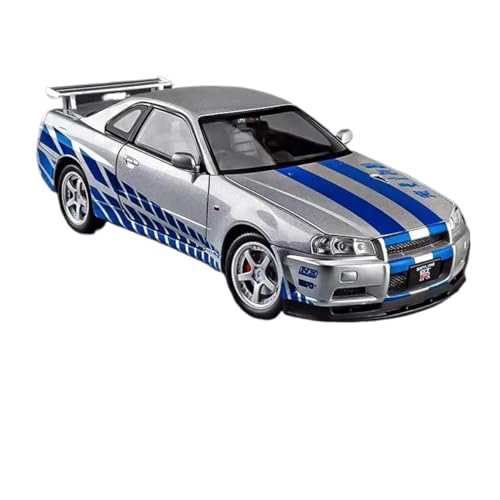 SYYANFEI Auto Modell 1:32 Für Nissan Skyline GTR R34 Legierung Maßstab Modell CarMetal Fahrzeug SoundLight Sammeln Spielzeug Jungen Mädchen Geschen(Grau) von SYYANFEI