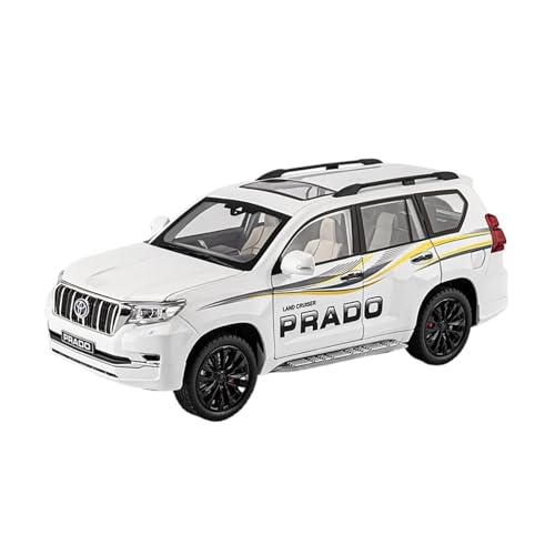 SYYANFEI Casting Car Modell 1/18 Toyota Prado Land Cruiser SUV 4X4 Und Geländewagen-Simulation Sound Light Spielzeugauto(White) von SYYANFEI