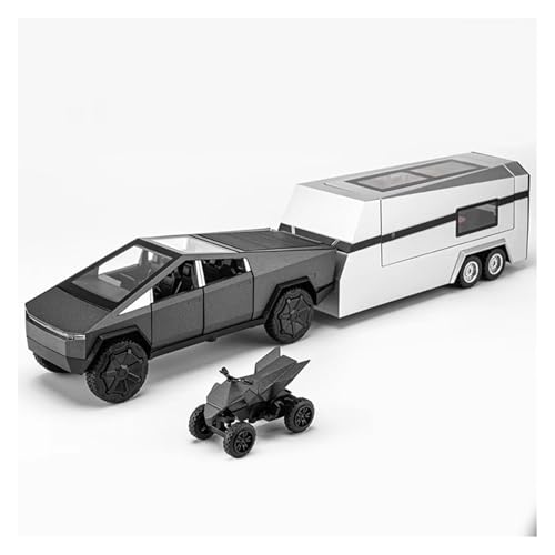 SYYANFEI Casting Car Modell 1/24 Für Mars Pickup Truck Metall Modell Auto Camper RVMotorhome Spielzeug Mit Sound Und Licht Pull Back Spielzeugauto(Gray) von SYYANFEI