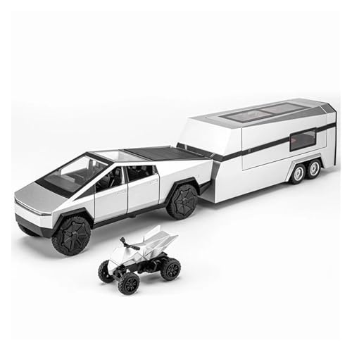 SYYANFEI Casting Car Modell 1/24 Für Mars Pickup Truck Metall Modell Auto Camper RVMotorhome Spielzeug Mit Sound Und Licht Pull Back Spielzeugauto(White) von SYYANFEI