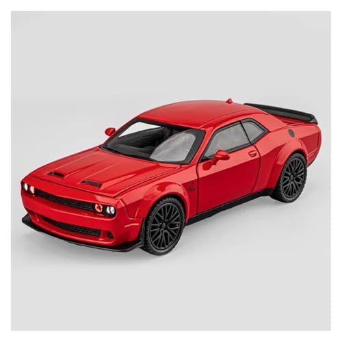 SYYANFEI Casting Car Modell 1/32 Für Dodge Challenger Hellcat Modellauto Legierung Pull Back Spielzeug Mit Sound Und Licht Junge Mädchen Geschenk Spielzeugauto(Rot) von SYYANFEI