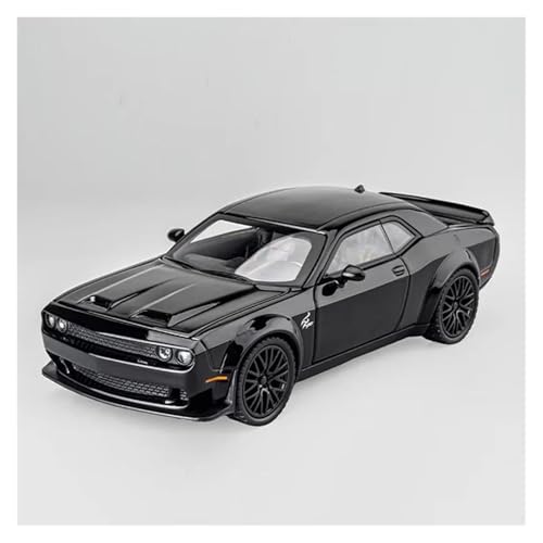 SYYANFEI Casting Car Modell 1/32 Für Dodge Challenger Hellcat Modellauto Legierung Pull Back Spielzeug Mit Sound Und Licht Junge Mädchen Geschenk Spielzeugauto(Schwarz) von SYYANFEI