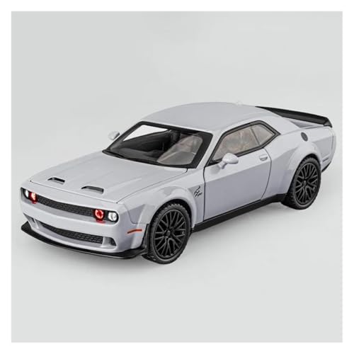 SYYANFEI Casting Car Modell 1/32 Für Dodge Challenger Hellcat Modellauto Legierung Pull Back Spielzeug Mit Sound Und Licht Junge Mädchen Geschenk Spielzeugauto(White) von SYYANFEI