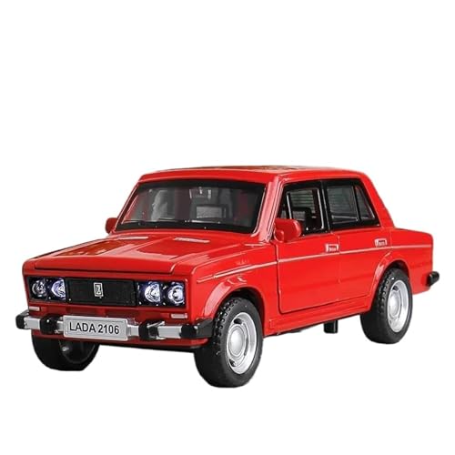 SYYANFEI Casting Car Modell 1/32 Für Lada 2106 Legierung Miniatur Auto Sound Und Licht Pull Back Spielzeug Für Jungen Erwachsene Sammlung Statische Anzeige Spielzeugauto(Rot) von SYYANFEI