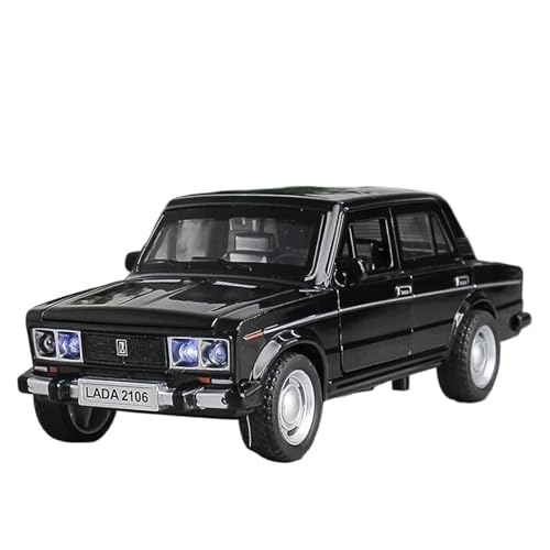 SYYANFEI Casting Car Modell 1/32 Für Lada 2106 Legierung Miniatur Auto Sound Und Licht Pull Back Spielzeug Für Jungen Erwachsene Sammlung Statische Anzeige Spielzeugauto(Schwarz) von SYYANFEI
