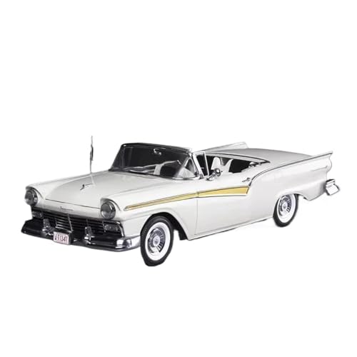 SYYANFEI Casting Car Modell 1:18 Für Fairlane 500 Skyliner 1957 Abnehmbare Klapp Baldachin Öffnen Cabrio Retro Auto Diecast Legierung Vintage Geschenk Spielzeugauto(White) von SYYANFEI