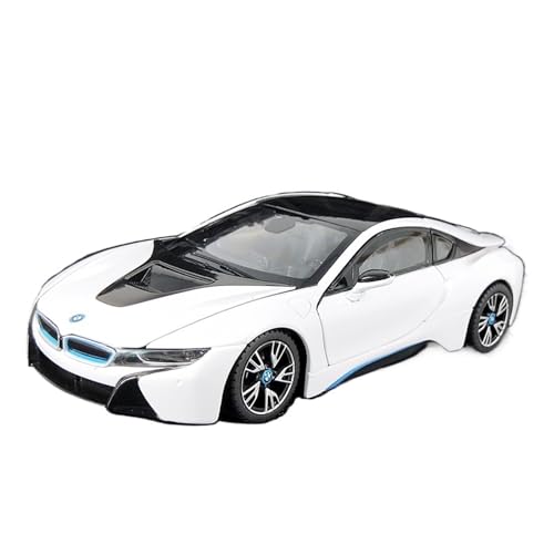 SYYANFEI Casting Car Modell 1:24 Für BMW I8 Weiß Schwarz Rot Blau Deluxe Edition Hobby Spiel Legierung Modell Auto Desktop Ornamente Spielzeugauto(White) von SYYANFEI