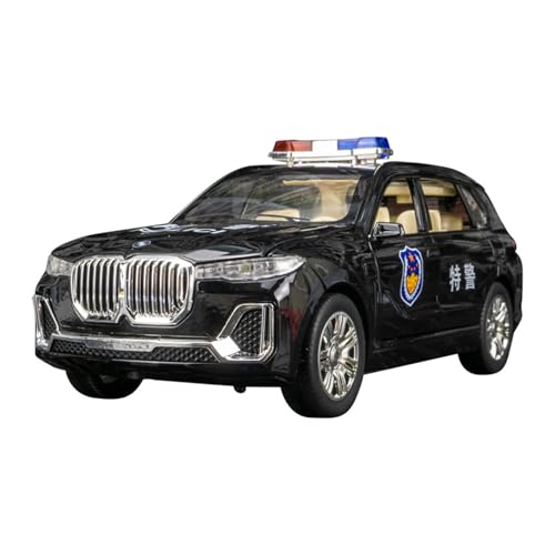 SYYANFEI Casting Car Modell 1:24 Für BMW X7 Simulation Sound Und Licht Zurück Geländewagen Legierung Polizeiauto Modell Hobby Spiel Interesse Spielzeugauto(Schwarz) von SYYANFEI