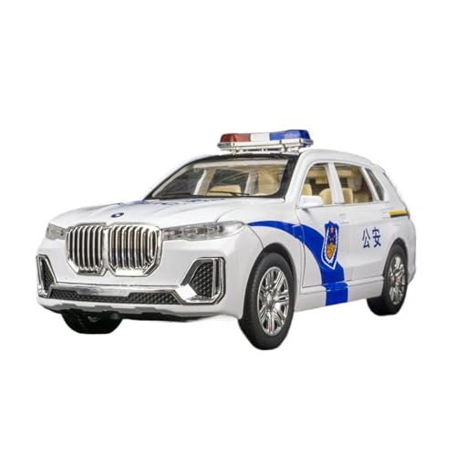 SYYANFEI Casting Car Modell 1:24 Für BMW X7 Simulation Sound Und Licht Zurück Geländewagen Legierung Polizeiauto Modell Hobby Spiel Interesse Spielzeugauto(White) von SYYANFEI