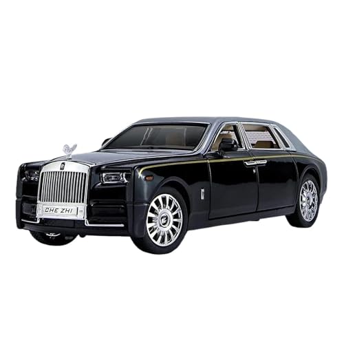 SYYANFEI Casting Car Modell 1:24 Für Modelo Coche Rolls-Royce Phantom Metall-Automodelle Mit Licht Und Sound Pull Back Für Jungenspielzeug Spielzeugauto(Black Silver Collage) von SYYANFEI