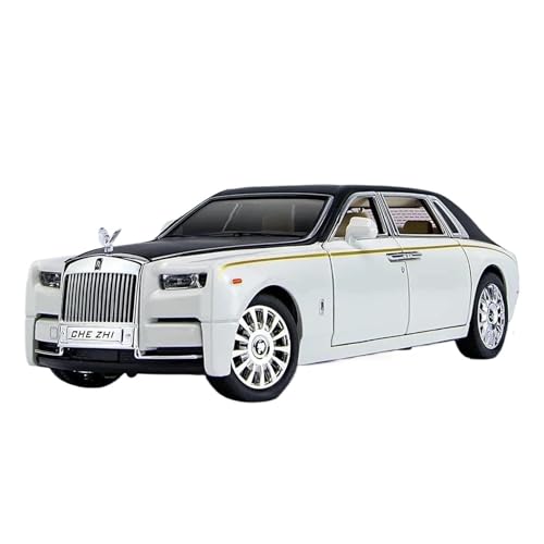 SYYANFEI Casting Car Modell 1:24 Für Modelo Coche Rolls-Royce Phantom Metall-Automodelle Mit Licht Und Sound Pull Back Für Jungenspielzeug Spielzeugauto(Black and White Collage) von SYYANFEI