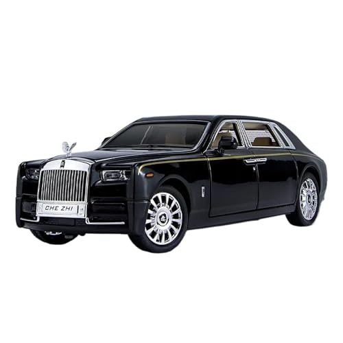 SYYANFEI Casting Car Modell 1:24 Für Modelo Coche Rolls-Royce Phantom Metall-Automodelle Mit Licht Und Sound Pull Back Für Jungenspielzeug Spielzeugauto(Dark Night Black) von SYYANFEI