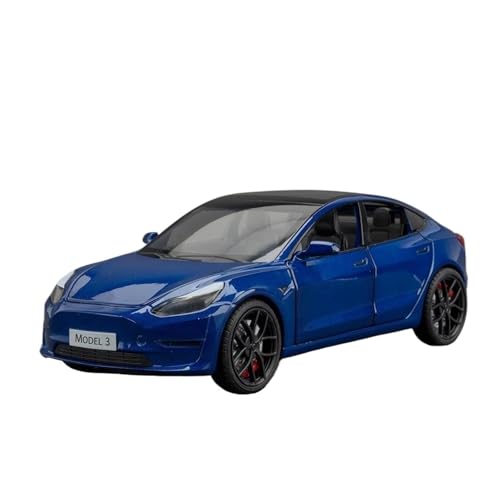 SYYANFEI Casting Car Modell 1:24 Für Roadster Modell 3 Legierung Druckguss Metall Spielzeug Fahrzeuge Modell Sound Und Licht Sammlerstücke Urlaub Geschenke Spielzeugauto(Blau) von SYYANFEI