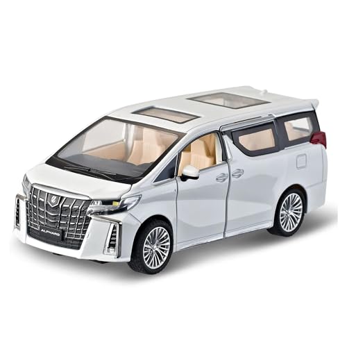SYYANFEI Casting Car Modell 1:24 Für Vellfire MPV Druckgussfahrzeuge Türen Geöffnet Ton Licht Pull Back Miniaturspielzeug Spielzeugauto(White) von SYYANFEI