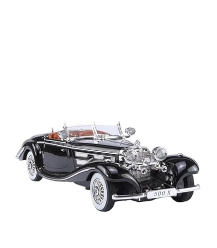 SYYANFEI Casting Car Modell 1:24 Mercedes-Benz 500k Vintage Oldtimer-Modell Sound Pull Back Spielzeugmodell Statisches Display Sammlergeschenk Spielzeugauto(Schwarz) von SYYANFEI