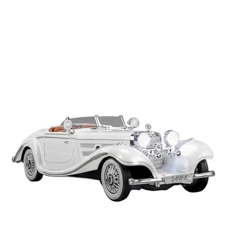 SYYANFEI Casting Car Modell 1:24 Mercedes-Benz 500k Vintage Oldtimer-Modell Sound Pull Back Spielzeugmodell Statisches Display Sammlergeschenk Spielzeugauto(White) von SYYANFEI