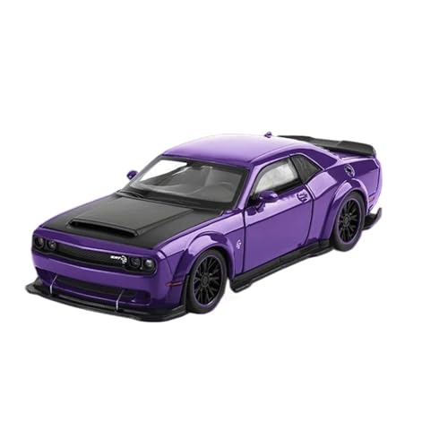 SYYANFEI Casting Car Modell 1:32 Für Dodge Challenger Hellcat SRT Metall Miniatur Auto Modell Sound Licht Pull Back Metall Junge Geschenk Sammlung Spielzeugauto(Purple) von SYYANFEI