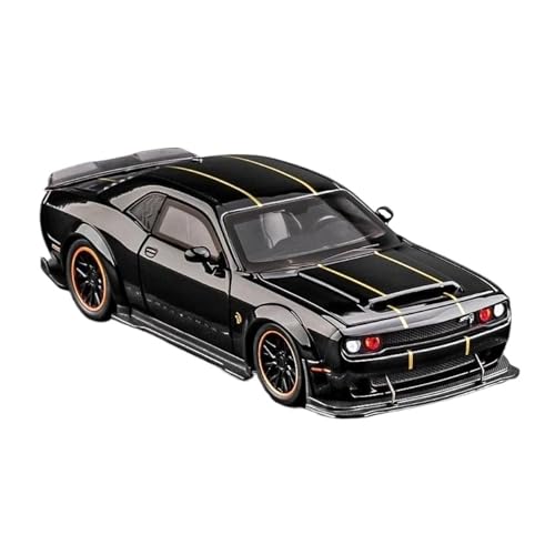SYYANFEI Casting Car Modell 1:32 Für Dodge Challenger Hellcat SRT Metall Miniatur Auto Modell Sound Licht Pull Back Metall Junge Geschenk Sammlung Spielzeugauto(Schwarz) von SYYANFEI