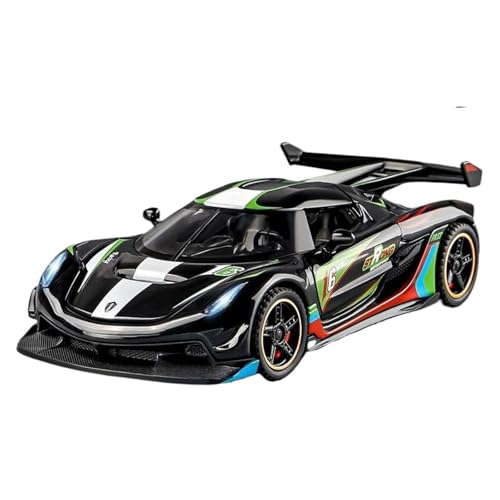 SYYANFEI Casting Car Modell 1:32 Für Jesko Supercar Mit Licht Und Sound Pull Back Collection Erwachsene Jungen Memorial Geschenke Spielzeugauto(Black 2) von SYYANFEI