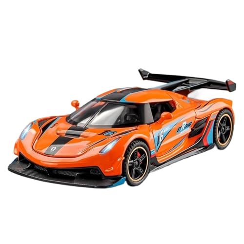 SYYANFEI Casting Car Modell 1:32 Für Jesko Supercar Mit Licht Und Sound Pull Back Collection Erwachsene Jungen Memorial Geschenke Spielzeugauto(Orange) von SYYANFEI