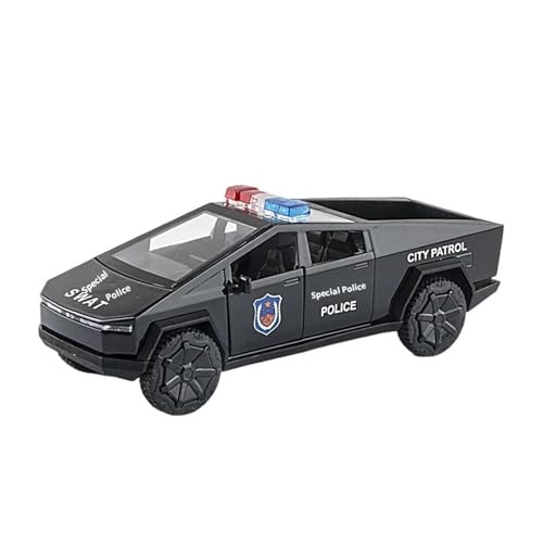 SYYANFEI Modellauto 1:32 Für Pickup Polizei Legierung Miniatur Modell Auto Simulation Licht Pull Back Spielzeug Geschenke Enthusiasten Spielzeugauto(Schwarz) von SYYANFEI