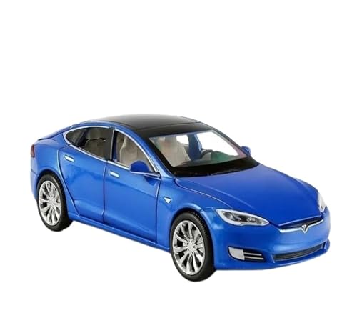 SYYANFEI Casting Car Modell Diecast Im Maßstab 1:32 Für Tesla Model S 100D SUV Spielzeugauto Modell Legierung Metall Miniatur Sound Licht Pull BackCollection Geschenk Spielzeugauto(Blau) von SYYANFEI