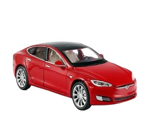 SYYANFEI Casting Car Modell Diecast Im Maßstab 1:32 Für Tesla Model S 100D SUV Spielzeugauto Modell Legierung Metall Miniatur Sound Licht Pull BackCollection Geschenk Spielzeugauto(Rot) von SYYANFEI