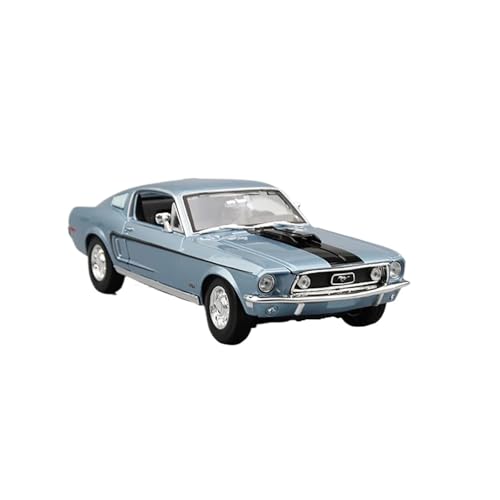 SYYANFEI Casting Car Modell Druckguss 1:18 Für Ford Mustang Gt 1967 1968, Klassisches Retro-Oldtimer-Simulationsmodell, Legierung, Automodell, Heimdekoration, Metallornament Spielzeugauto(Blau) von SYYANFEI