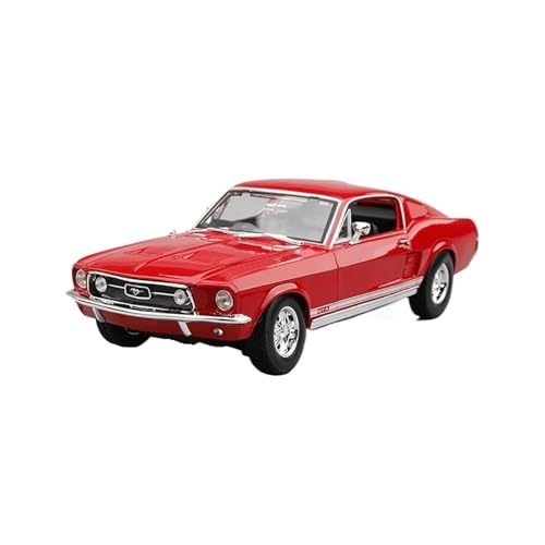 SYYANFEI Casting Car Modell Druckguss 1:18 Für Ford Mustang Gt 1967 1968, Klassisches Retro-Oldtimer-Simulationsmodell, Legierung, Automodell, Heimdekoration, Metallornament Spielzeugauto(Rot) von SYYANFEI