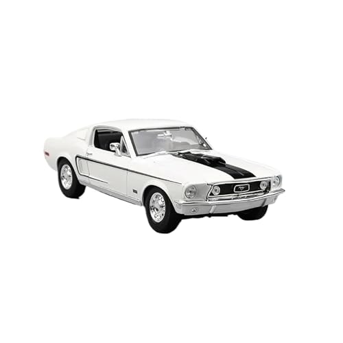 SYYANFEI Casting Car Modell Druckguss 1:18 Für Ford Mustang Gt 1967 1968, Klassisches Retro-Oldtimer-Simulationsmodell, Legierung, Automodell, Heimdekoration, Metallornament Spielzeugauto(White) von SYYANFEI