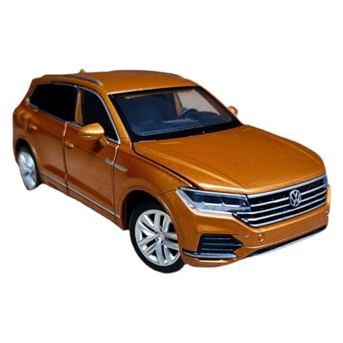 SYYANFEI Guss Auto Modell 1:32 Für Volkswagen Touareg Lenkung Stoßdämpfende Metall Miniatur Auto Junge Sammlung Ornament Spielzeug Fahrzeuge spielzeugauto(Orange) von SYYANFEI