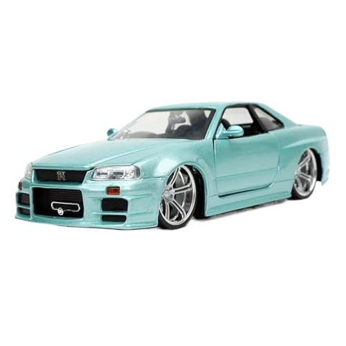 SYYANFEI Guss Auto Modell Maßstab 1:24 Für Nissan GTR R34 Skyline Ares Supercar Legierung Automodell Gedenksammlung Für Enthusiasten Fahrzeuge spielzeugauto(Grün) von SYYANFEI