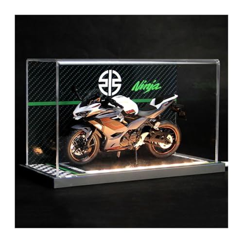 SYYANFEI Mini Alloy Motorrad Model 1:12 Für Kawasaki Ninja 400 Vitrine Mit Durchsichtiger Acrylabdeckung Und LED-Druckguss-Straßenrennen-Motorradmodellspielzeug Druckguss-Nachbildung(Gray) von SYYANFEI