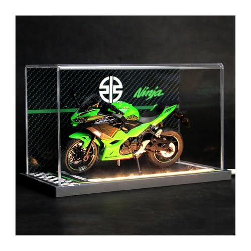 SYYANFEI Mini Alloy Motorrad Model 1:12 Für Kawasaki Ninja 400 Vitrine Mit Durchsichtiger Acrylabdeckung Und LED-Druckguss-Straßenrennen-Motorradmodellspielzeug Druckguss-Nachbildung(Grün) von SYYANFEI