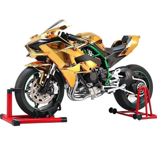 SYYANFEI Mini Alloy Motorrad Model 1:6 Für Große Kawasaki H2R Bootable Sprayable Dynamische Legierung Metall Diecast Motorrad Modell Sound Licht Geschenk Druckguss-Nachbildung(Gold) von SYYANFEI