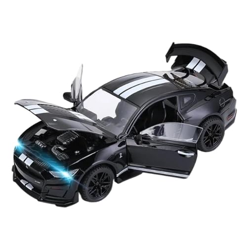 SYYANFEI Miniatur Motorfahrzeug-Modelle 1/18 für Ford Mustang Shelby GT500 Legierung Sportwagen Druckguss Metall Rennfahrzeuge Modell Sound und Licht Spielzeug Spielzeugauto(Schwarz) von SYYANFEI