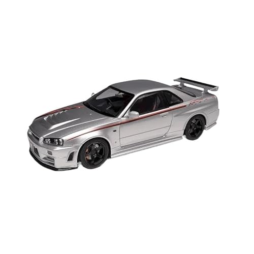 SYYANFEI Miniatur Motorfahrzeug-Modelle 1:18 Für Nissan GTR R34 NISMO CRS Legierung Kompressionswelle Miniaturmodell Für Erwachsene Sammlerstück Ausstellungsspielzeug Spielzeugauto(Gray) von SYYANFEI