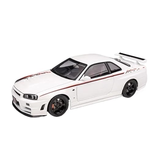 SYYANFEI Miniatur Motorfahrzeug-Modelle 1:18 Für Nissan GTR R34 NISMO CRS Legierung Kompressionswelle Miniaturmodell Für Erwachsene Sammlerstück Ausstellungsspielzeug Spielzeugauto(White) von SYYANFEI