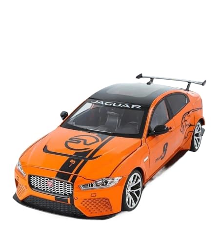 SYYANFEI Miniatur Motorfahrzeug-Modelle 1:18 für Scale Jaguar XE SV Project 8 Alloy Fahrzeuge Diecast Metall SoundLight Toys Sammlerstück Spielzeugauto(Orange) von SYYANFEI