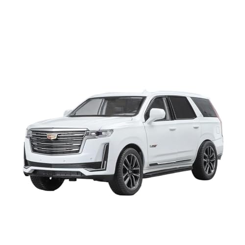 SYYANFEI Miniatur Motorfahrzeug-Modelle 1:24 Für Cadillac Escalade SUVSound Metall Spielzeug Fahrzeuge Licht Computer Desktop Ornamente Junge Geschenk Spielzeugauto(White) von SYYANFEI