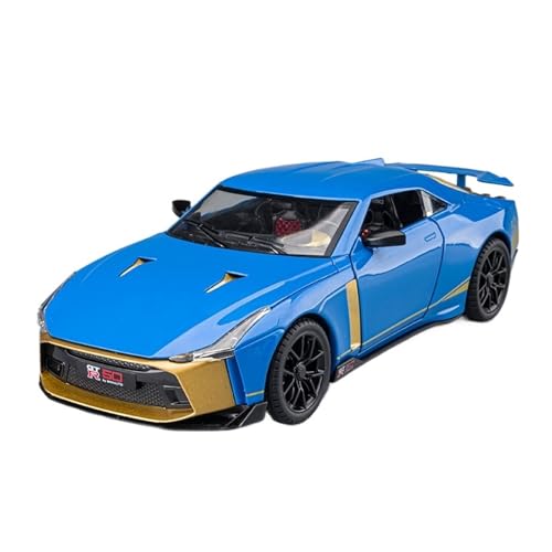 SYYANFEI Miniatur Motorfahrzeug-Modelle Maßstab 1:24 Für Nissan GTR Nissan God of War 50 Simulation Legierung Spielzeugauto Erwachsenensammlung Teenager-Jungen-Geschenk Spielzeugauto(Blau) von SYYANFEI