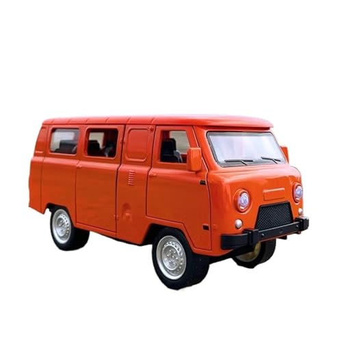 SYYANFEI Modellauto 1/18 Für UAZ Travellers Alloy Traffic Bus Scale Druckguss Metall Modellauto Simulation Sound Light Spielzeug Geschenk Enthusiasten Spielzeugauto(Orange) von SYYANFEI