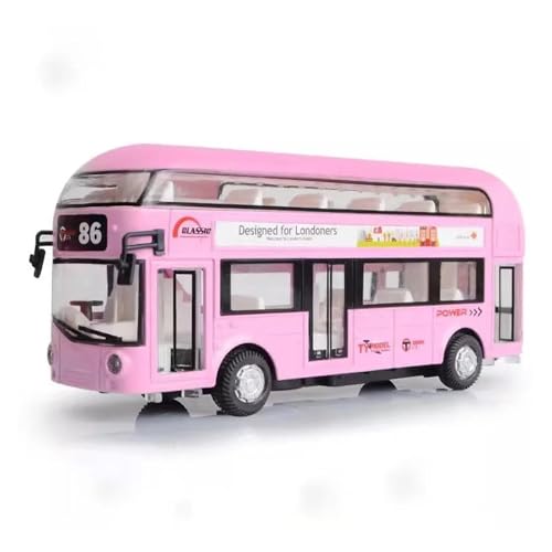 SYYANFEI Modellauto 1/36 Druckguss-Spielzeugautomodell Für Doppeldeckerbusse Simulierte Geräusche Für Endlosen Abenteuerspaß! Enthusiasten Spielzeugauto(Rosa) von SYYANFEI