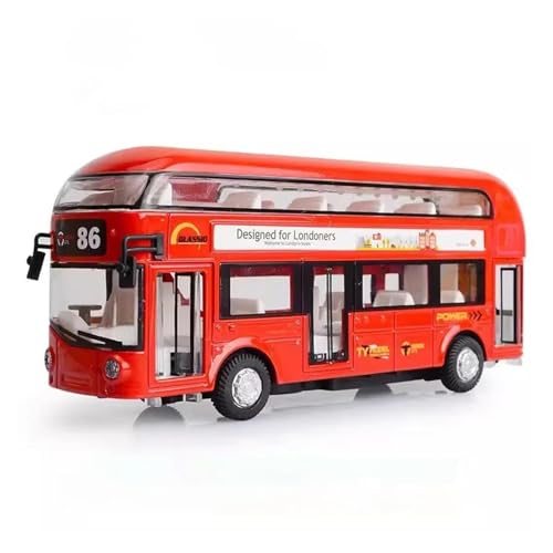 SYYANFEI Modellauto 1/36 Druckguss-Spielzeugautomodell Für Doppeldeckerbusse Simulierte Geräusche Für Endlosen Abenteuerspaß! Enthusiasten Spielzeugauto(Rot) von SYYANFEI